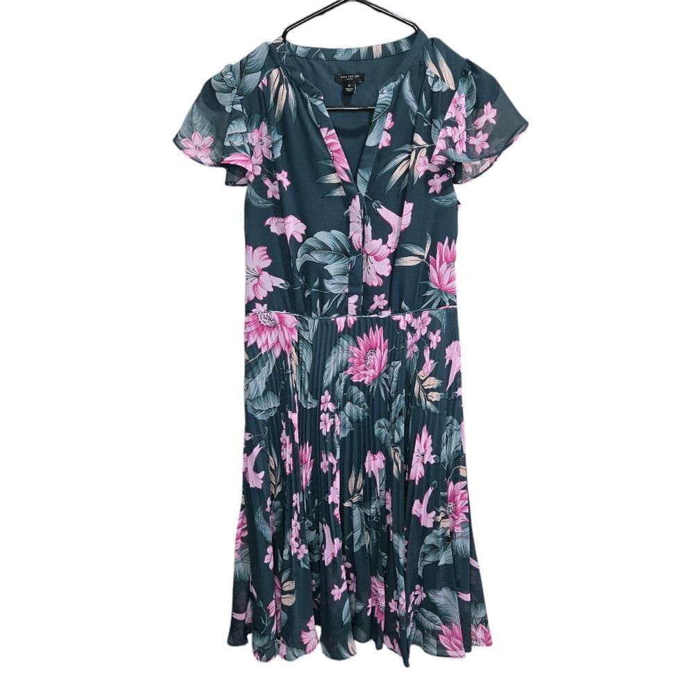 Ann Taylor Petite Fauna Floral Pleated Skirt Dress Size 0P